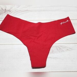 Pink Victoria's Secret No Show Red Thong Panty XS - New With Tags